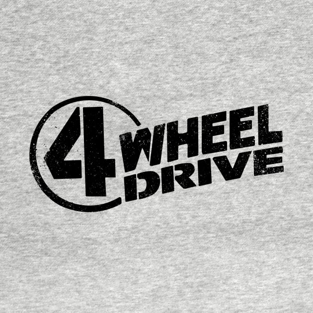 Vintage Black & Distressed 4 Wheel Drive Logo T-Shirt T-Shirt by Drafted Offroad